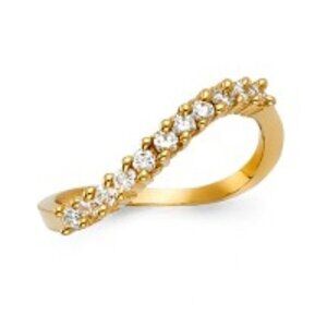 14K Yellow Gold CZ Ladies Wedding Band